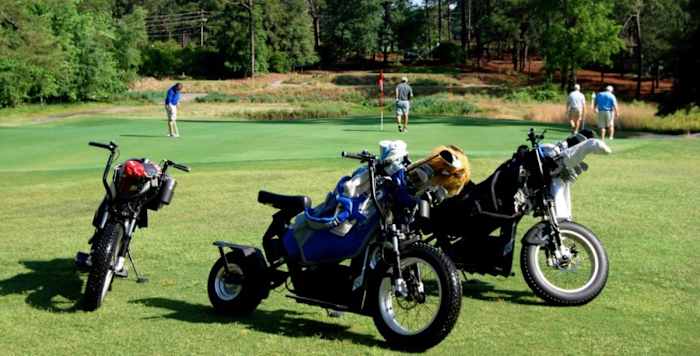 Finn Cycles, along with its competitor Phat Scooters, is enjoying a boon as courses seek to supplement their respective golfer transportation fleets amid calls for social distancing during the pandemic. Finn cycles, shown, are currently in use at Pine Needles in Southern Pines, N.C.